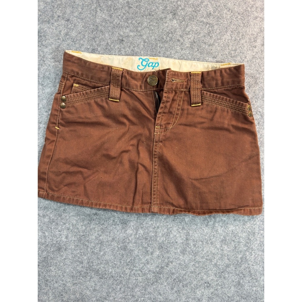 Gap Kids Brown Denim Mini Skirt Size 7 Regular Cotton Twill Casual